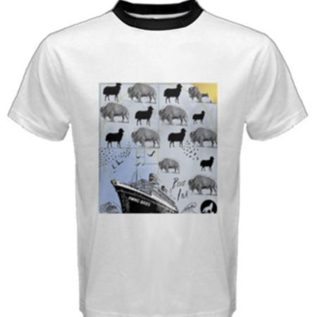HMNG BRDS Men's Blue Ink T Shirt - White