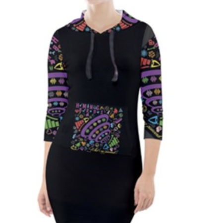 HMNG BRDS Women's Password Hoodie Dress - w/Password Pocket - Black