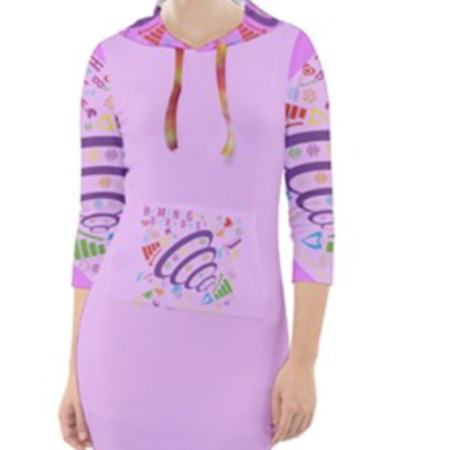 HMNG BRDS Women's Password Hoodie Dress -  w/Password Pocket - Pink