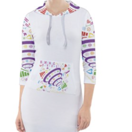 HMNG BRDS Women's Password Hoodie Dress -  w/Password Pocket - White